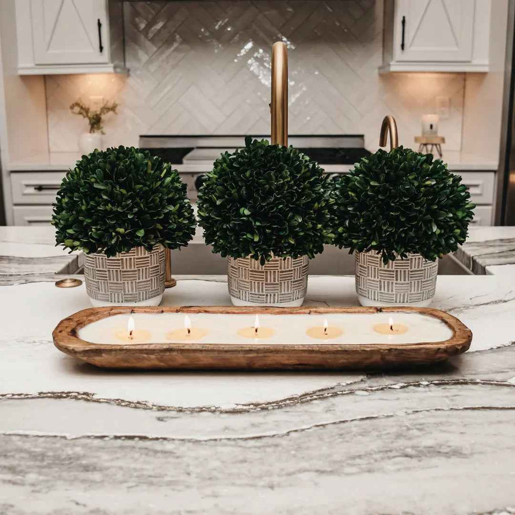 5 - Wick Soy Candle By The Fire - Handcrafted Dough Bowl Candle - Ignara Living