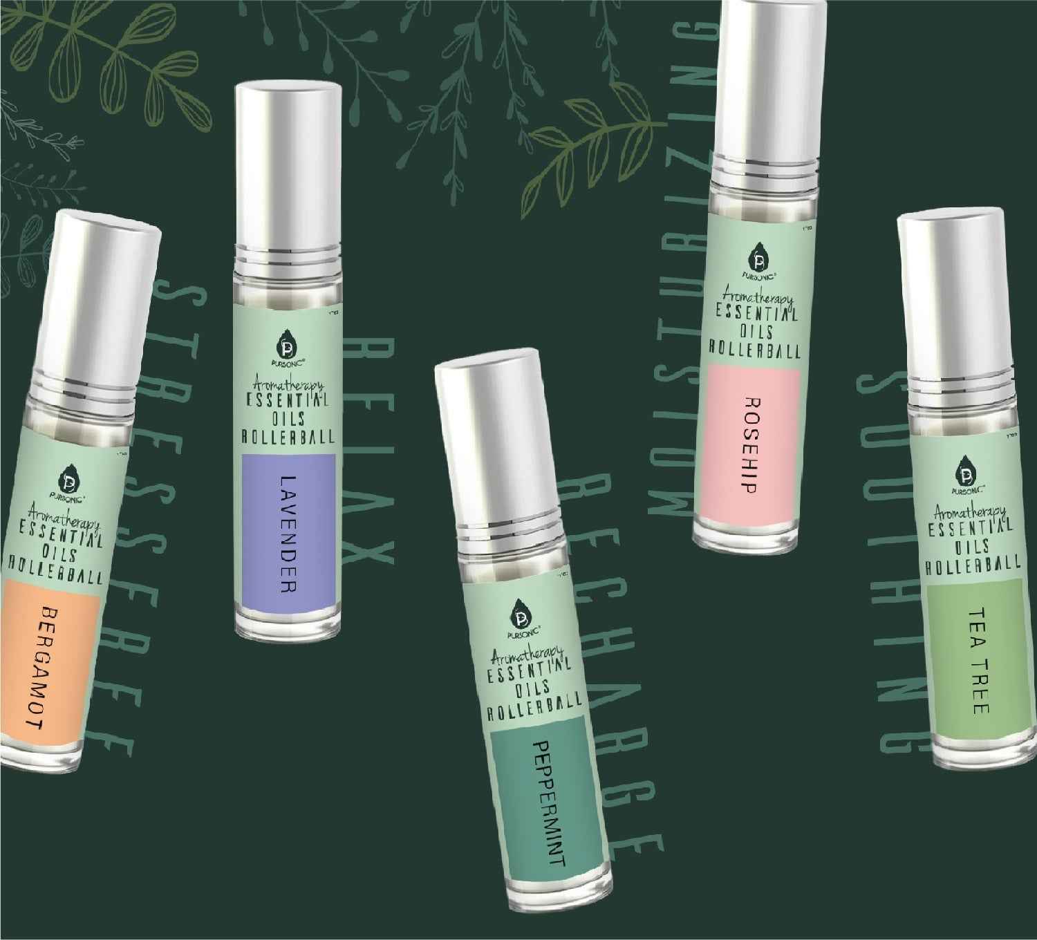 Aromatherapy Essential Oils Rollerballs - Bergamot, Lavender, Peppermint, Rosehip, Tea Tree - Ignara Living