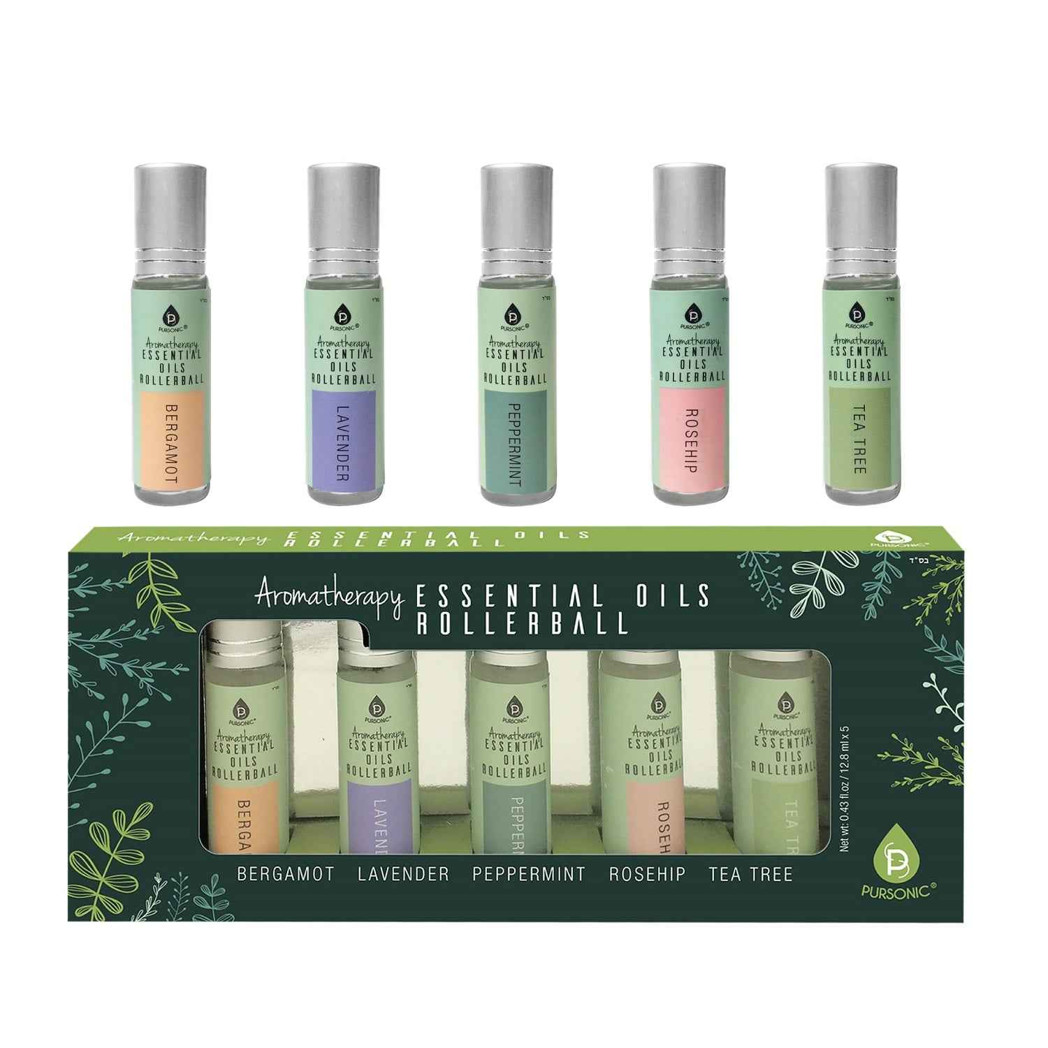 Aromatherapy Essential Oils Rollerballs - Bergamot, Lavender, Peppermint, Rosehip, Tea Tree - Ignara Living