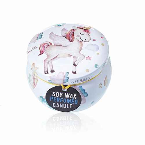 Art Tin Candle with Unicorns in Enchanting Design - Perfect Unicorn Art Tin Candle - Ignara Living
