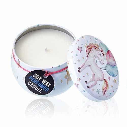 Art Tin Candle with Unicorns in Enchanting Design - Perfect Unicorn Art Tin Candle - Ignara Living