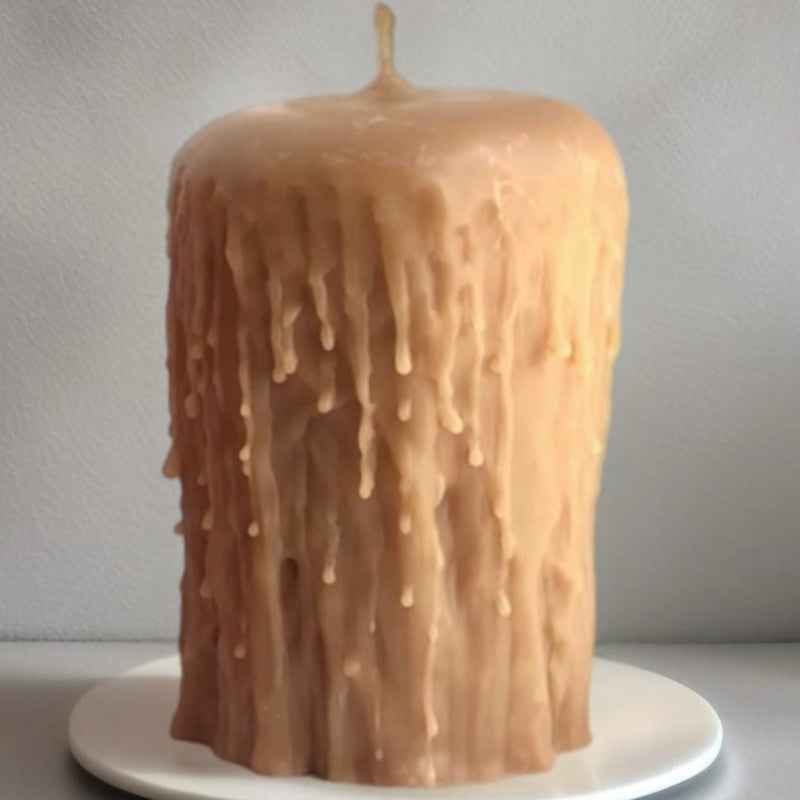 Beeswax Gothic Pillar Candle | Handcrafted 14cm Elegance - Ignara Living