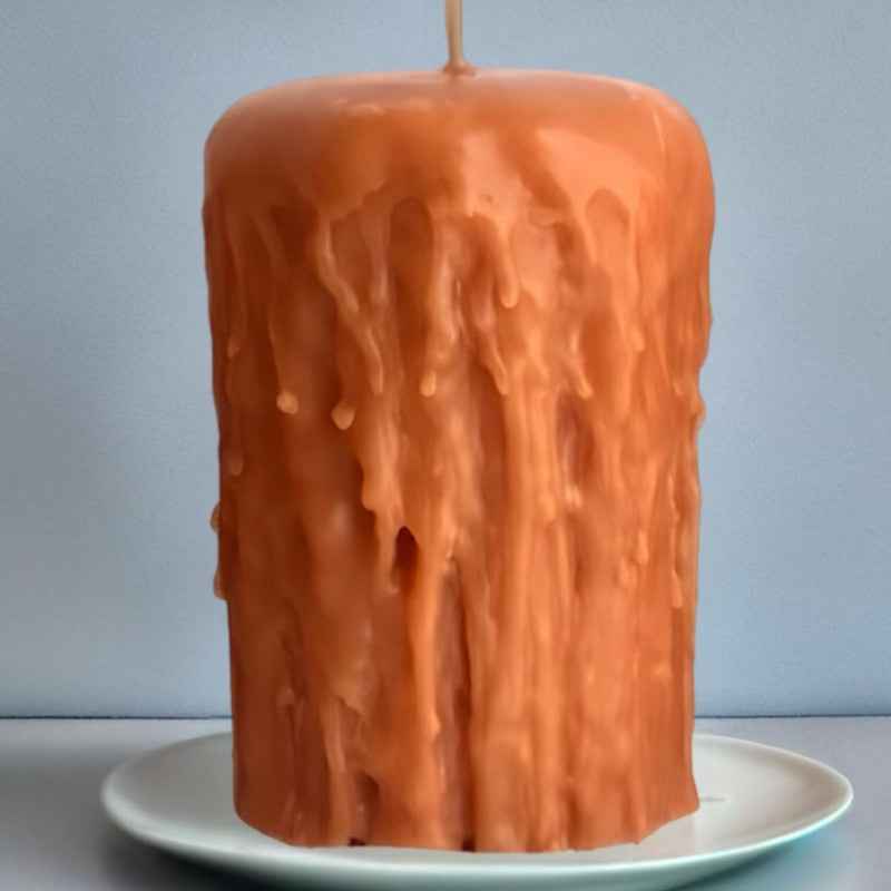 Beeswax Gothic Pillar Candle | Handcrafted 14cm Elegance - Ignara Living