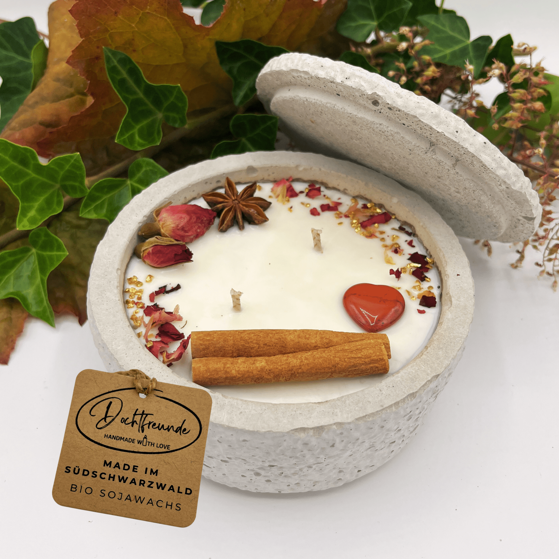 Betonkerze Betongrau "Grey Hearts" - Ignara Living