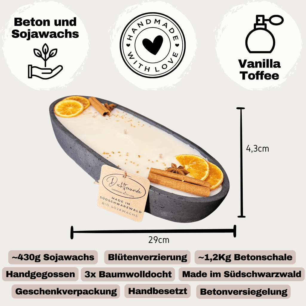 Black Edition - HANDGEMACHTE BETONKERZE "Black - Ship" - Stilvolle Sojawachskerze für Ihr Zuhause. Kerze mit Blütenverzierung und drei HOCHWERTIGEN Baumwolldochten - Ignara Living