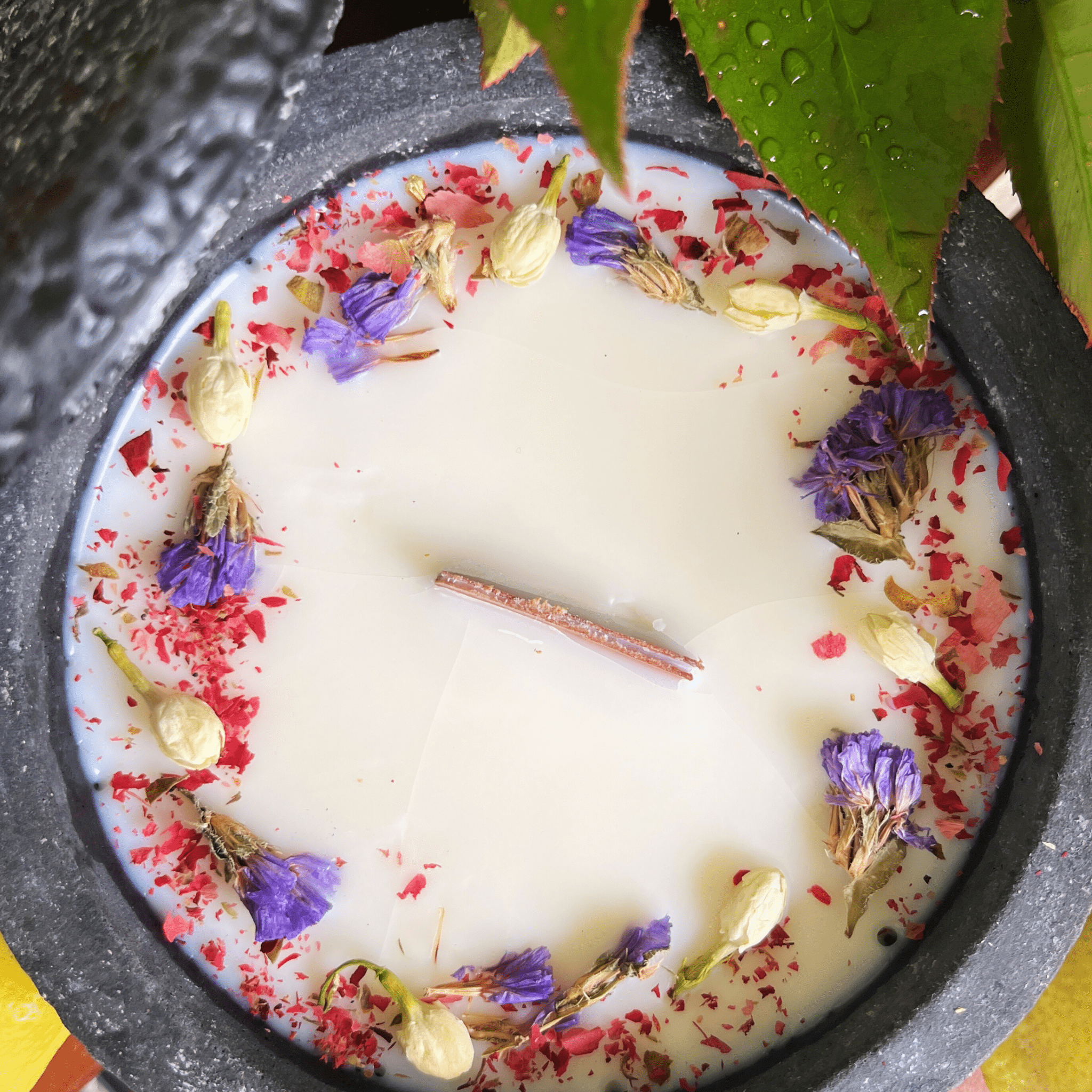 Black Edition HANDGEMACHTE Citronella BETONKERZE - Stilvolle Sojawachskerze für Ihr Zuhause. Outdoor Kerze mit Blütenverzierung und HOCHWERTIGEM Holzdocht aus dem Südschwarzwald - Ignara Living