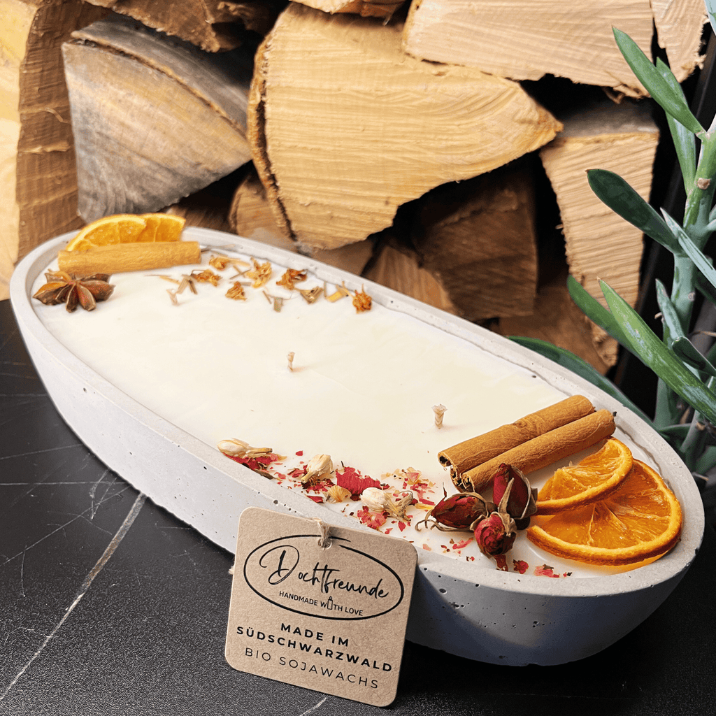 Handgemachte Betonduftkerze "Grey - Ship" Bio Sojawachs mit Vanilla Toffee Duft. Beton Deko Interior Design - Ignara Living