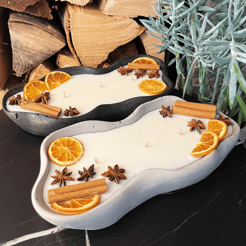 Handgemachte Betonduftkerze "Wave: Grey or Black" Bio Sojawachs mit Vanilla Toffee Duft - Betondekoration - Betonaccessoires oder Betondeko für Zuhause - Ignara Living