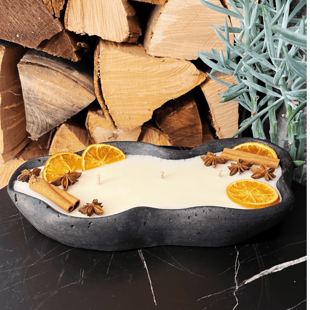 Handgemachte Betonduftkerze "Wave: Grey or Black" Bio Sojawachs mit Vanilla Toffee Duft - Betondekoration - Betonaccessoires oder Betondeko für Zuhause - Ignara Living