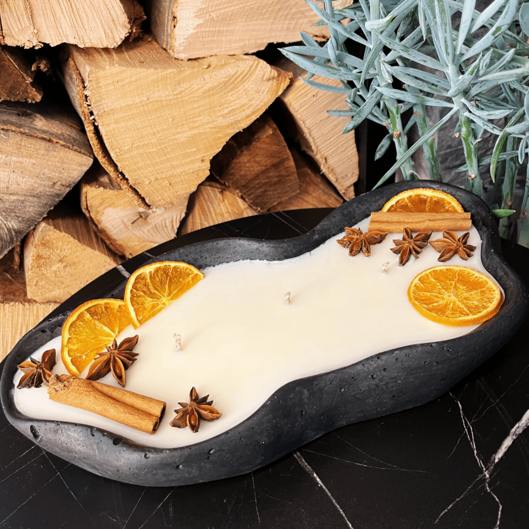 Handgemachte Betonduftkerze "Wave: Grey or Black" Bio Sojawachs mit Vanilla Toffee Duft - Betondekoration - Betonaccessoires oder Betondeko für Zuhause - Ignara Living