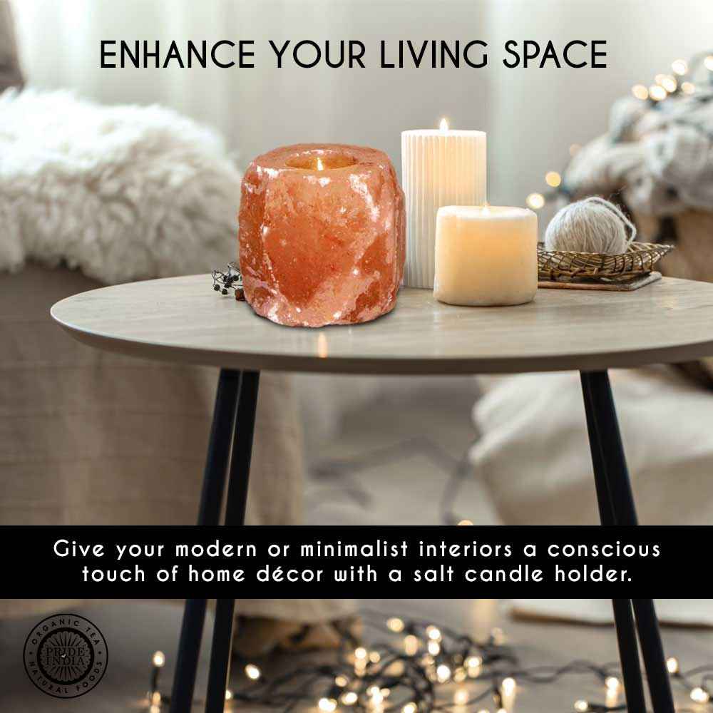 Himalayan Pink Salt Candle Holder by Pride of India – Natural Room Décor for Home & Spa Ambiance - Ignara Living