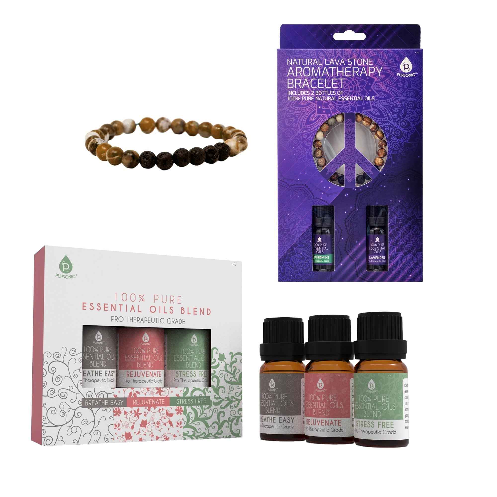 Pursonic Aromatherapy Bracelet Bundle: Lava Stone + Essential Oils - Ignara Living